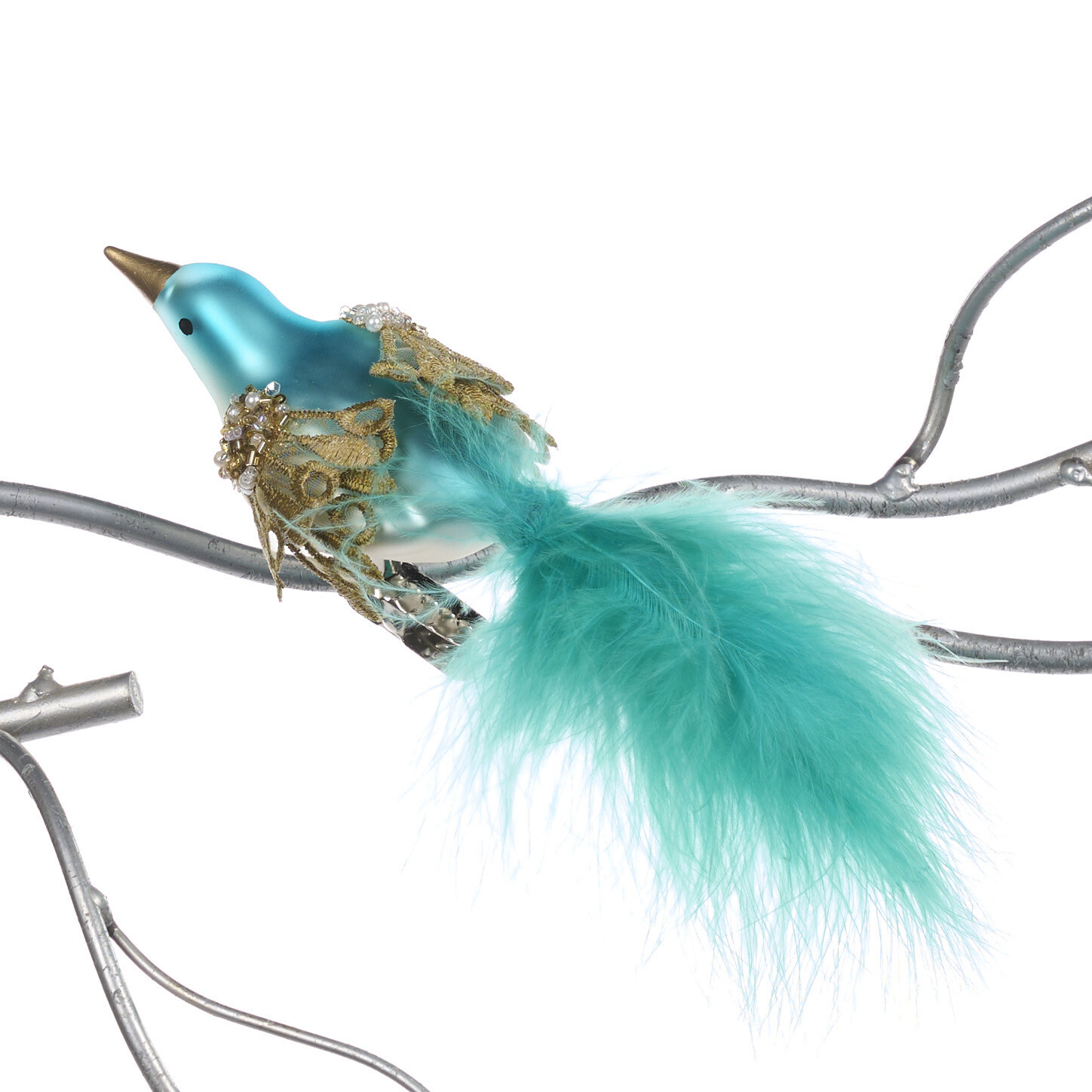 Vogel blauw/goud op knip