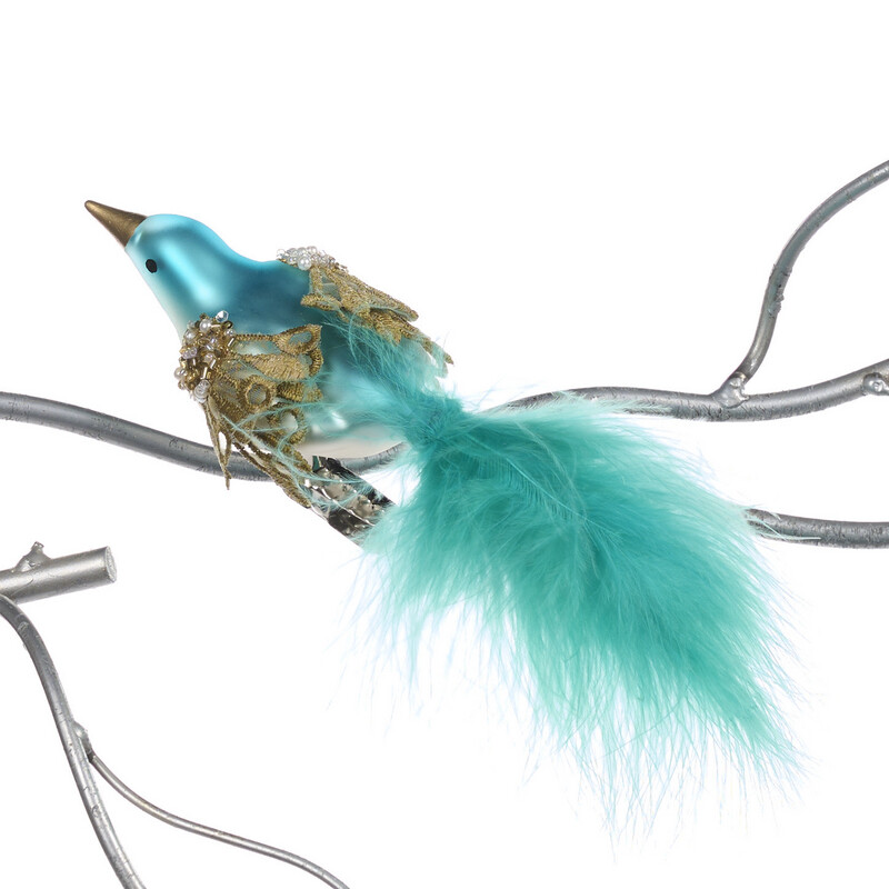 Vogel blauw/goud op knip