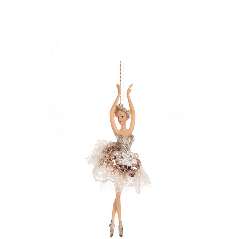 Ballerina zilver wit / 17cm