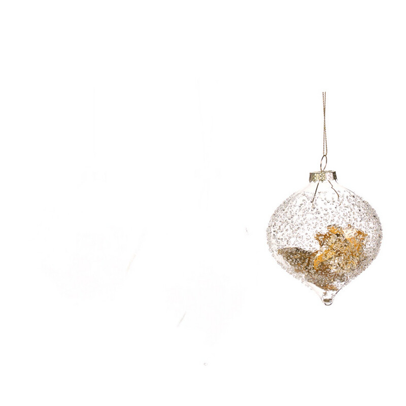 Goud vlok kerstbal / 8cm