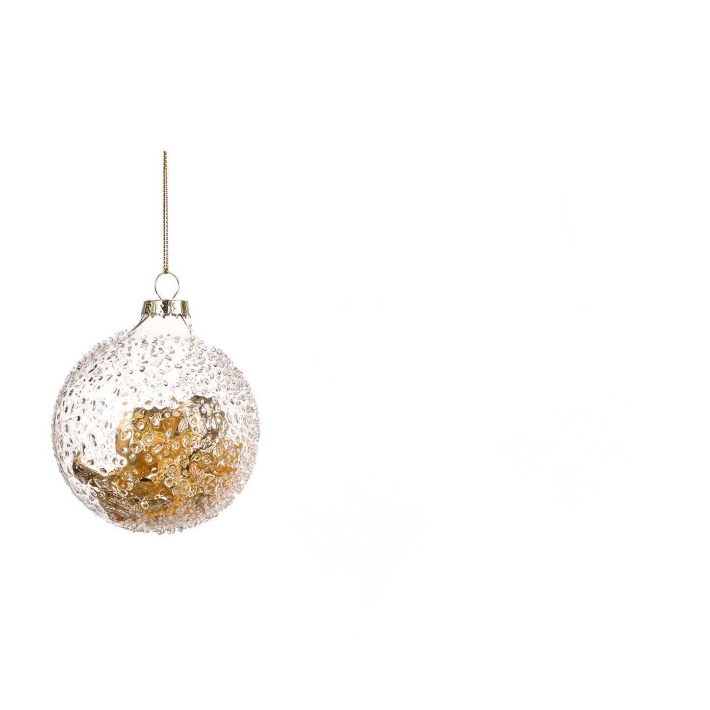 Goud vlok kerstbal / 8cm