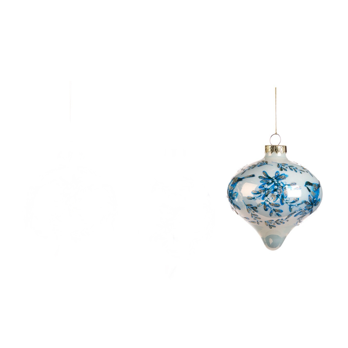 Delfst blauw met vogel / 10cm