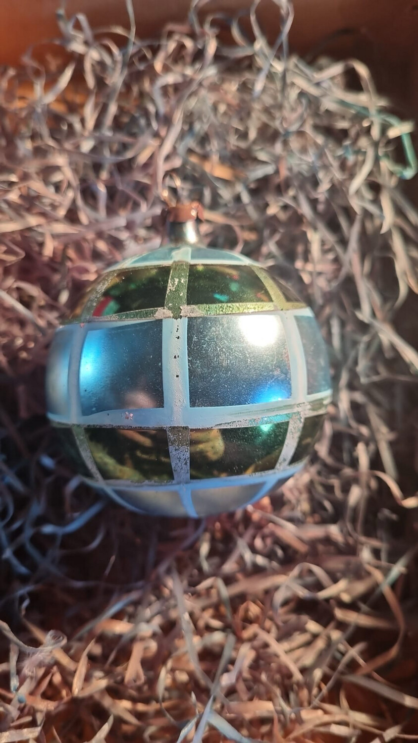 Kerstbal blauw groen / Jr 20,40 / 7,5cm