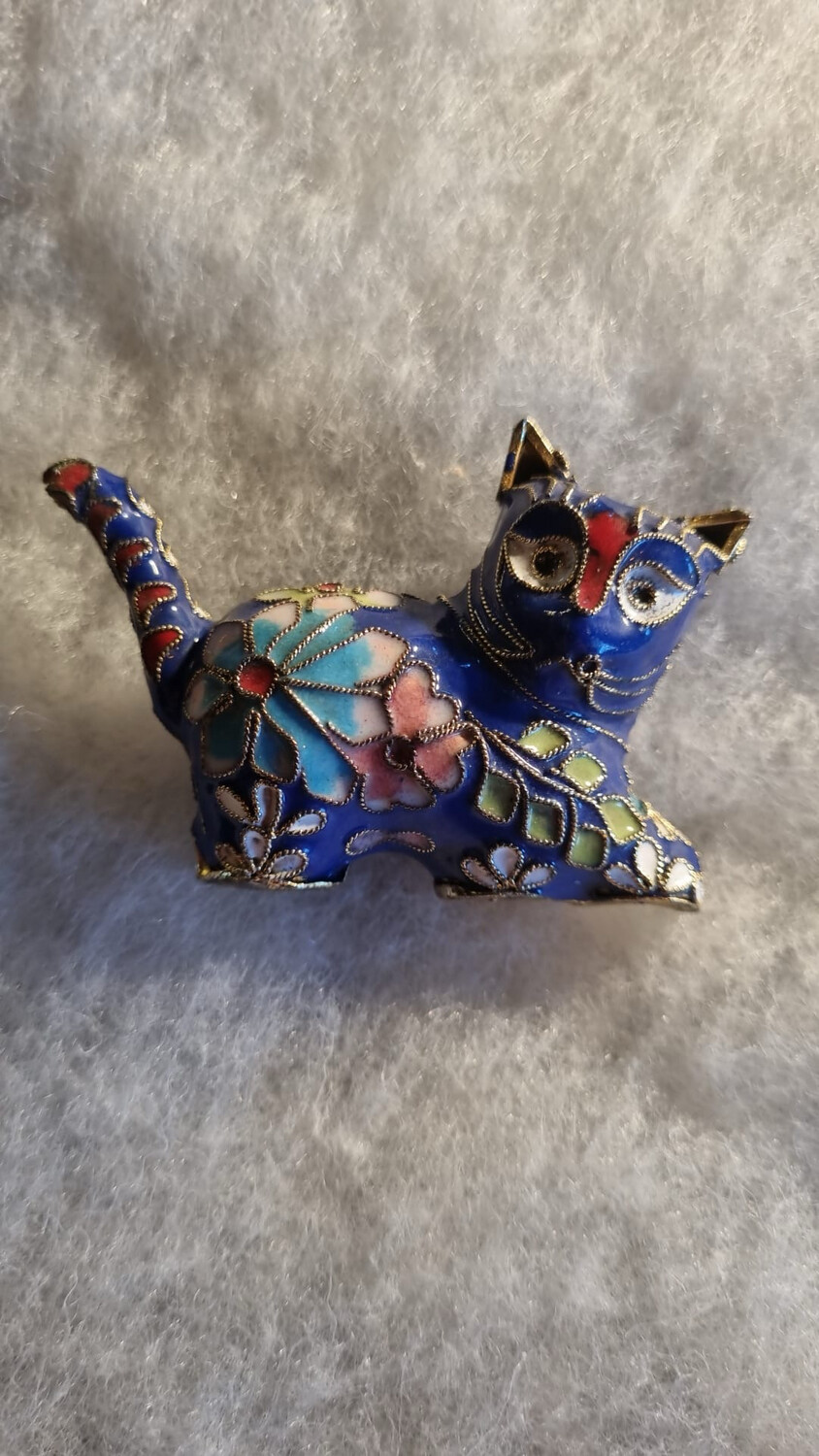 Unieke cloiesonne poes / 7cm