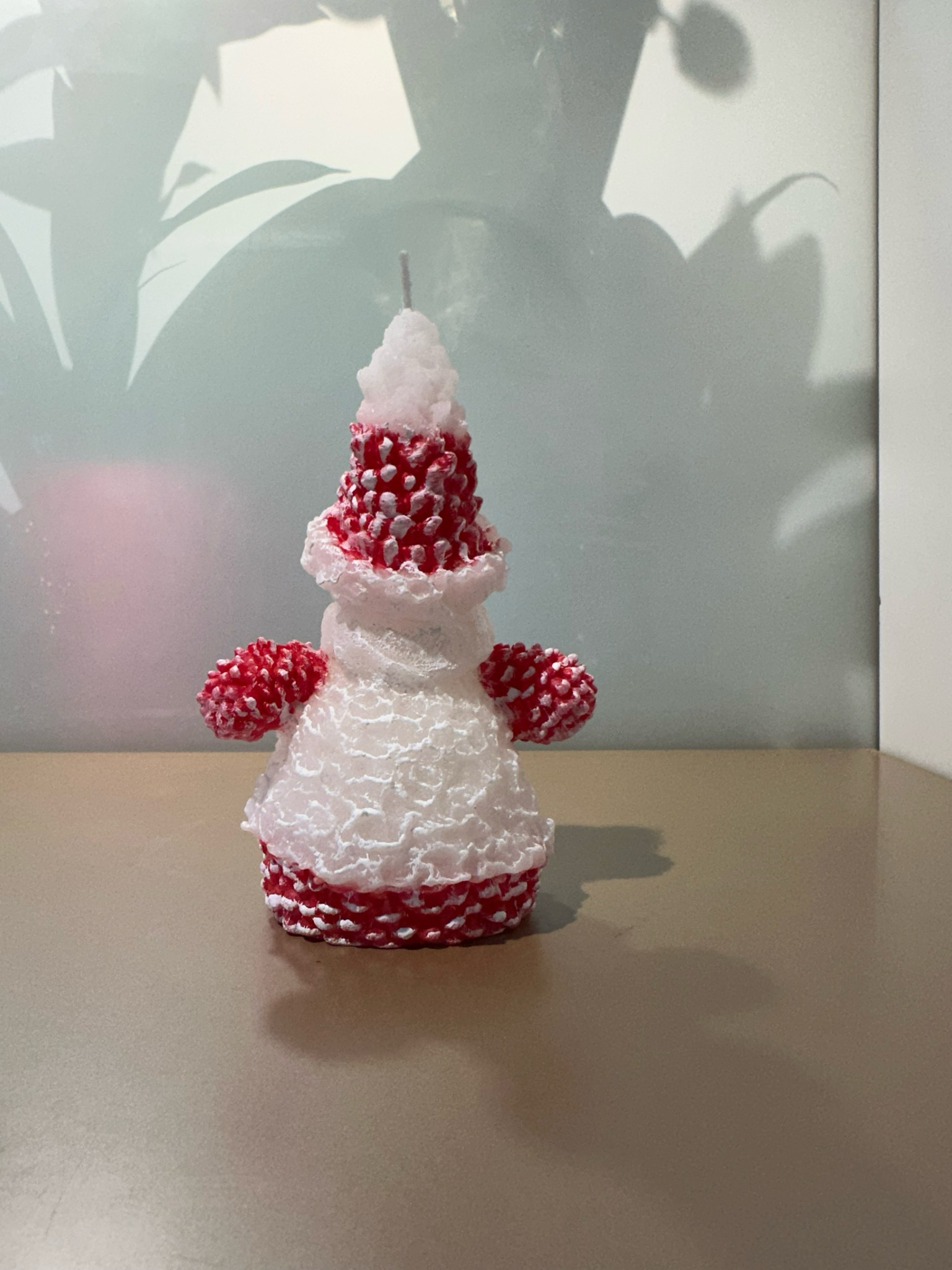 Sneeuwpop kaars Rood / 15 cm