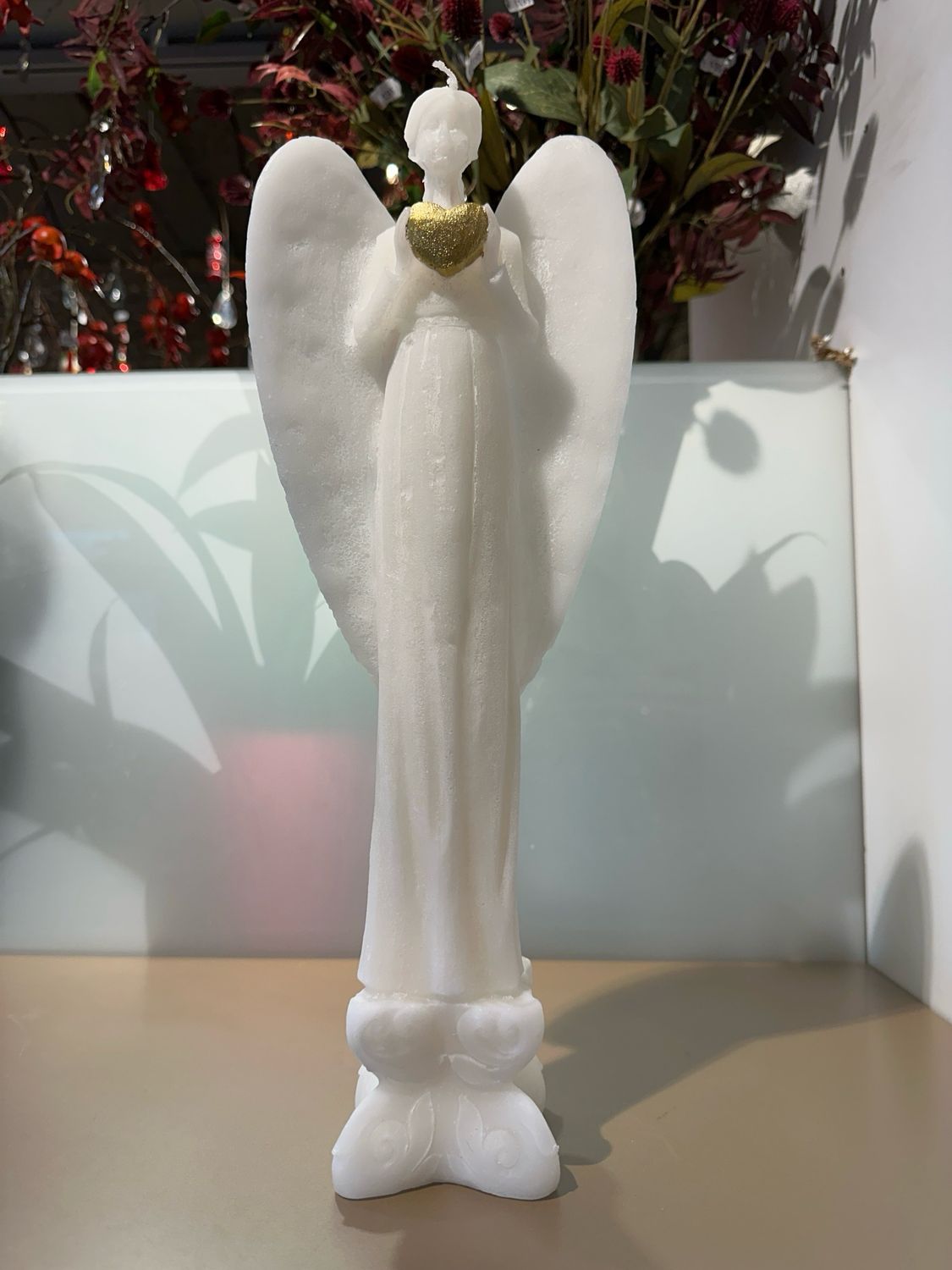 Engelen kaars Goud hart 38cm