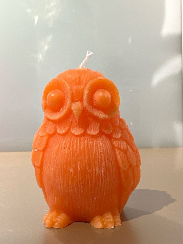 Uil kaars Oranje 10 cm