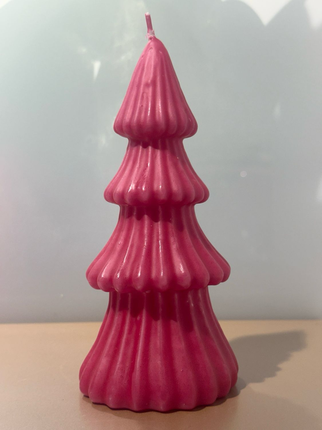 Kerstboom kaars relief Roze 19 cm