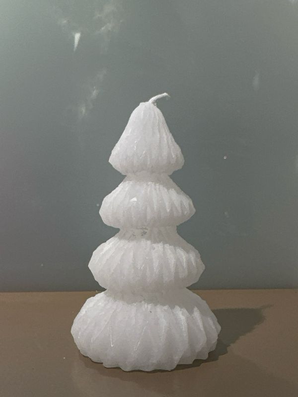 Kerstboom kaars Wit 14 cm