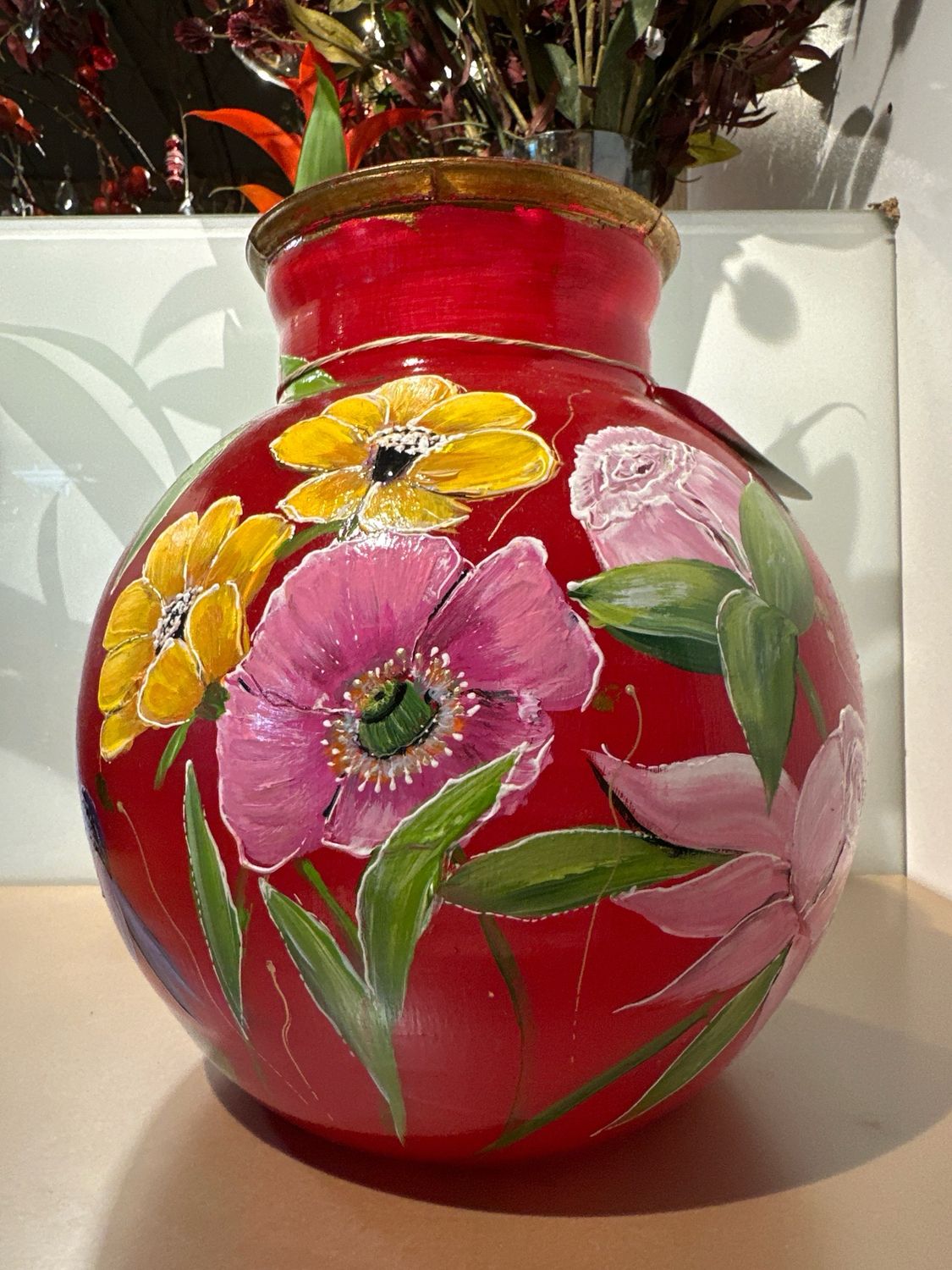 Handbeschilderde vaas /  27 cm