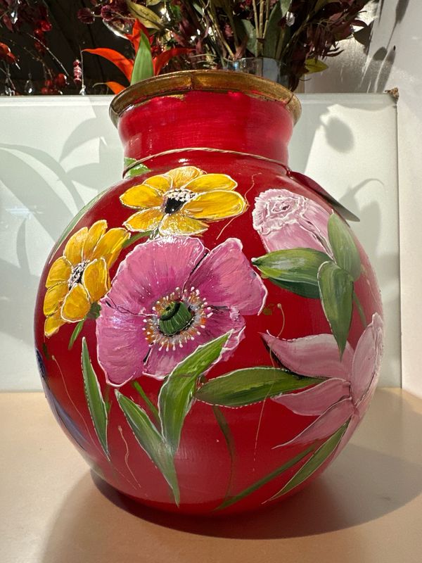 Handbeschilderde vaas /  27 cm