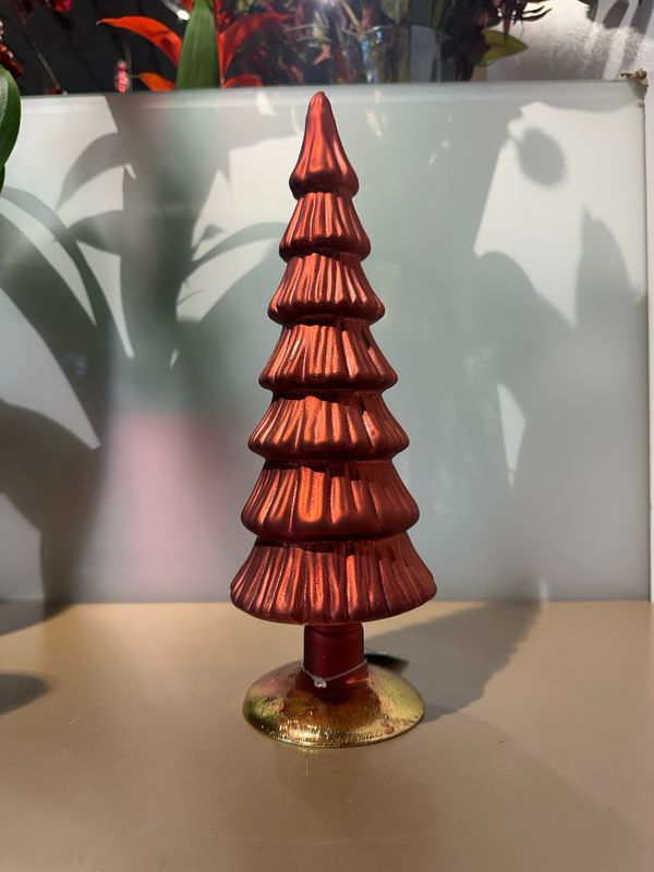 Kerstboom relief Rood glas / 28 cm
