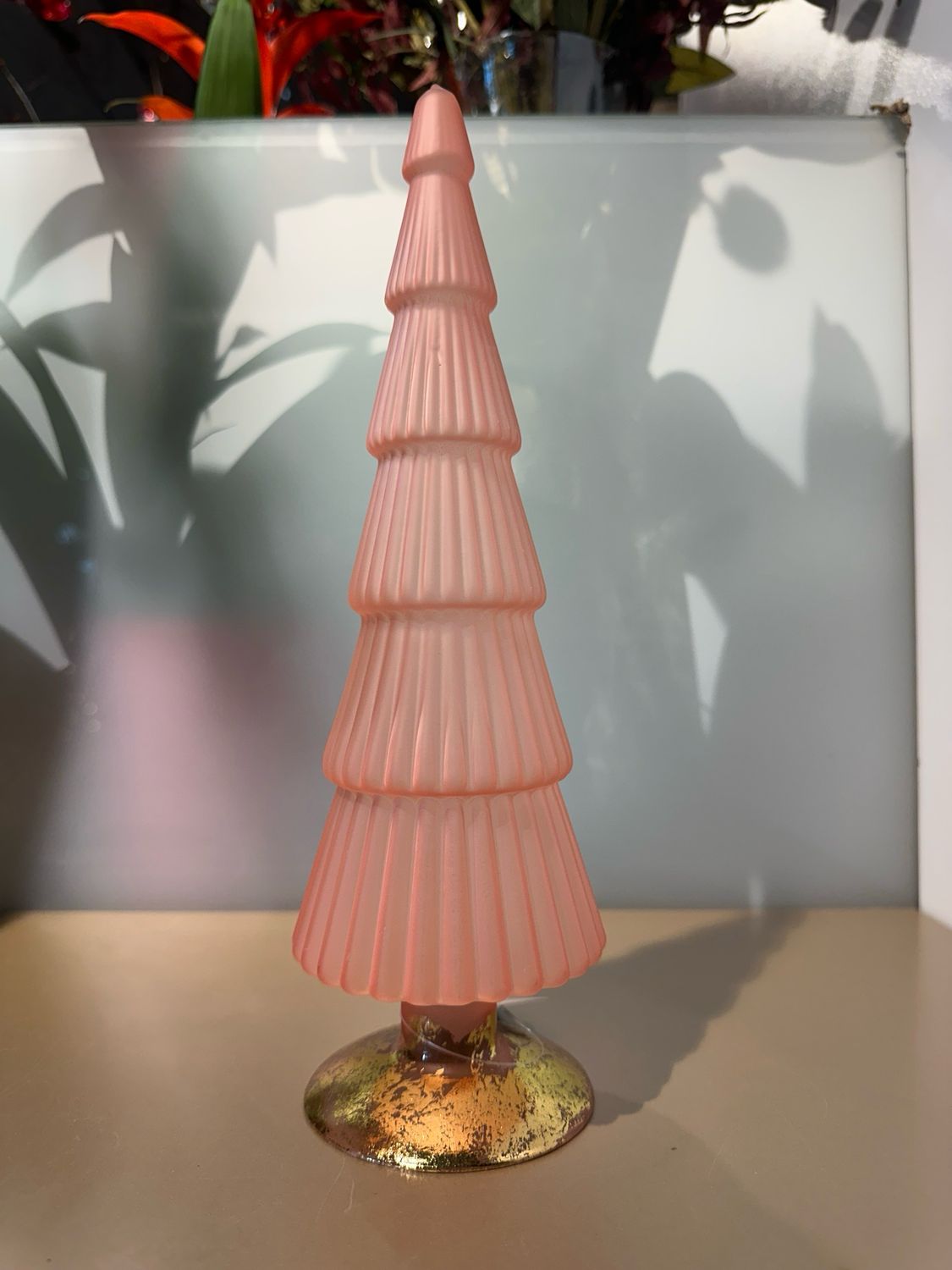 Kerstboom glas Relief Roze / 30 cm
