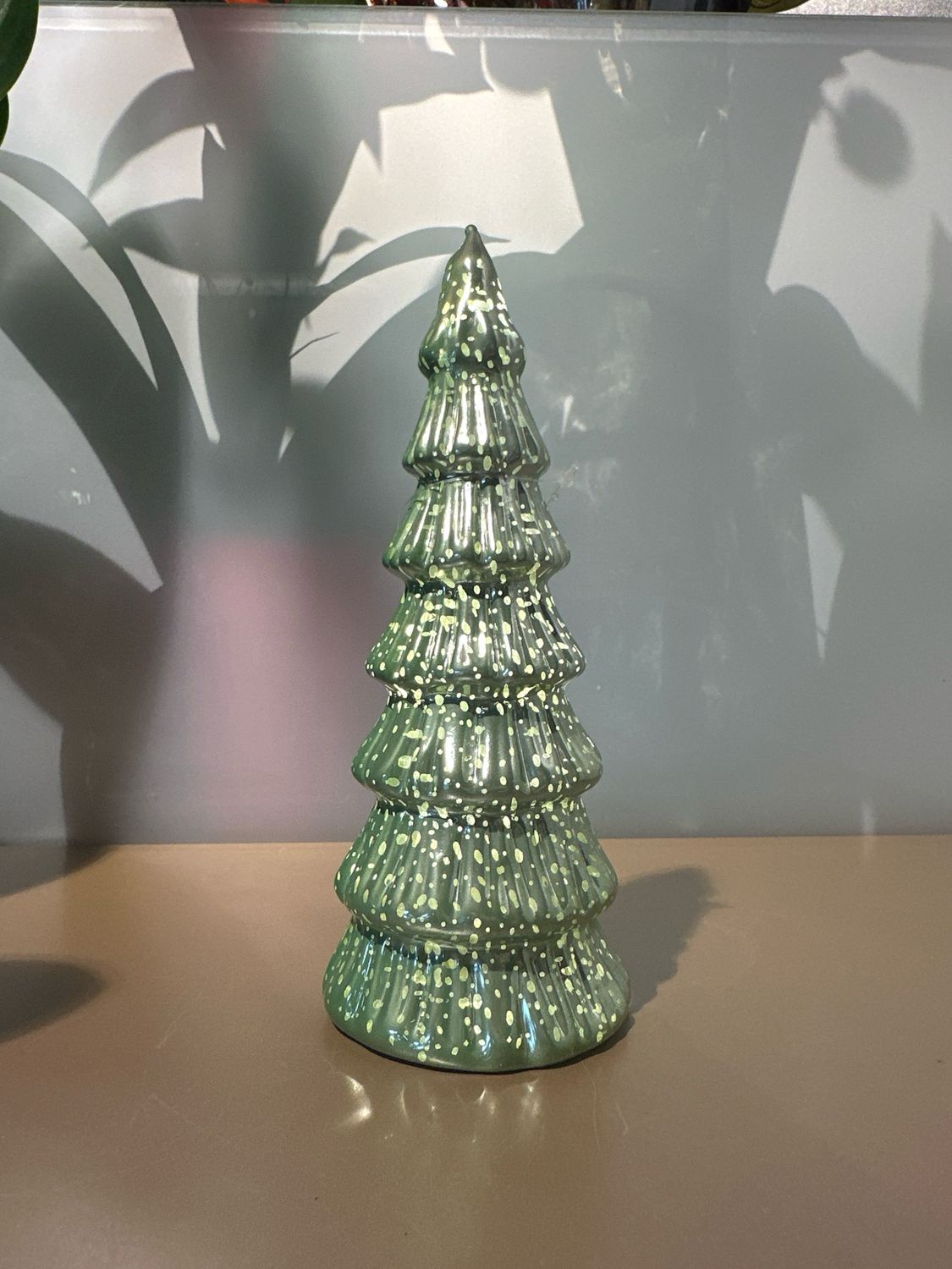 Kerstboom glas Groen met verlichting / 20 cm