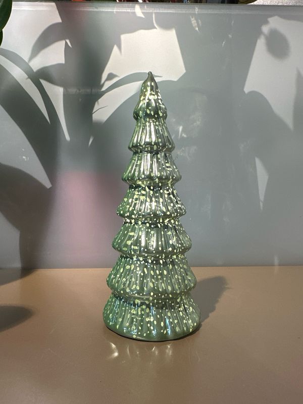 Kerstboom glas Groen met verlichting / 20 cm