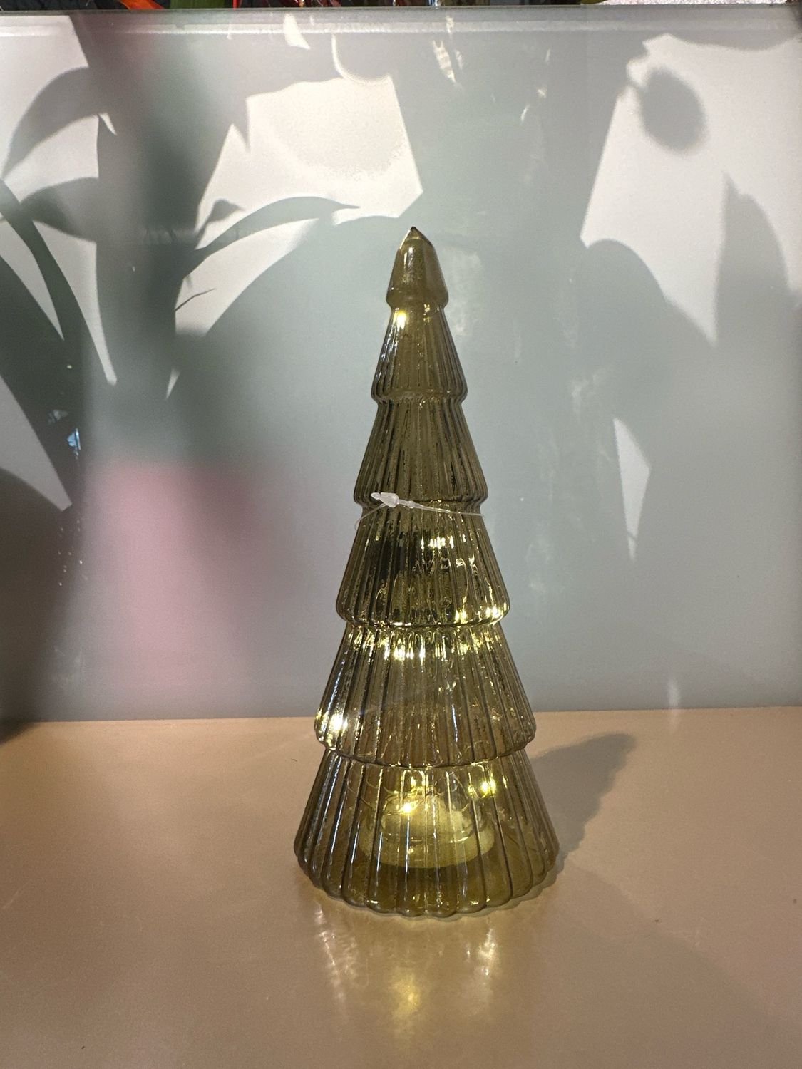 Kerstboom glas Goud met verlichting / 20 cm