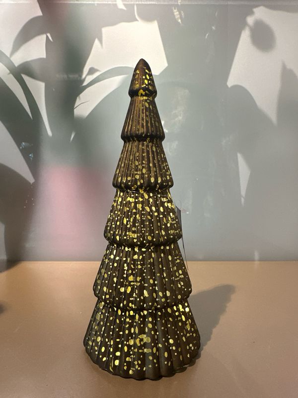 Kerstboom glas Groen met verlichting / 20 cm
