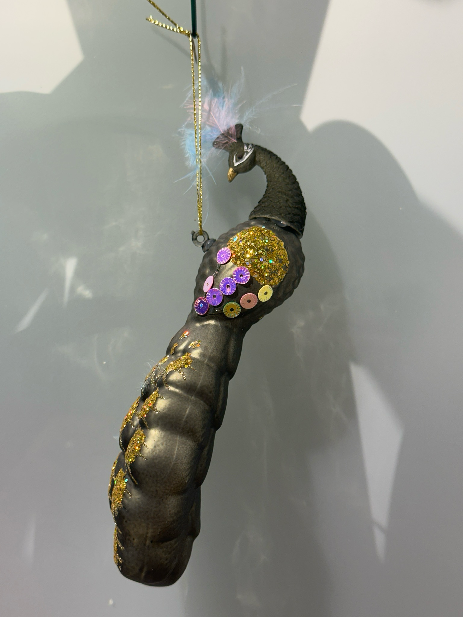 Pauw glas / groen / 16 cm