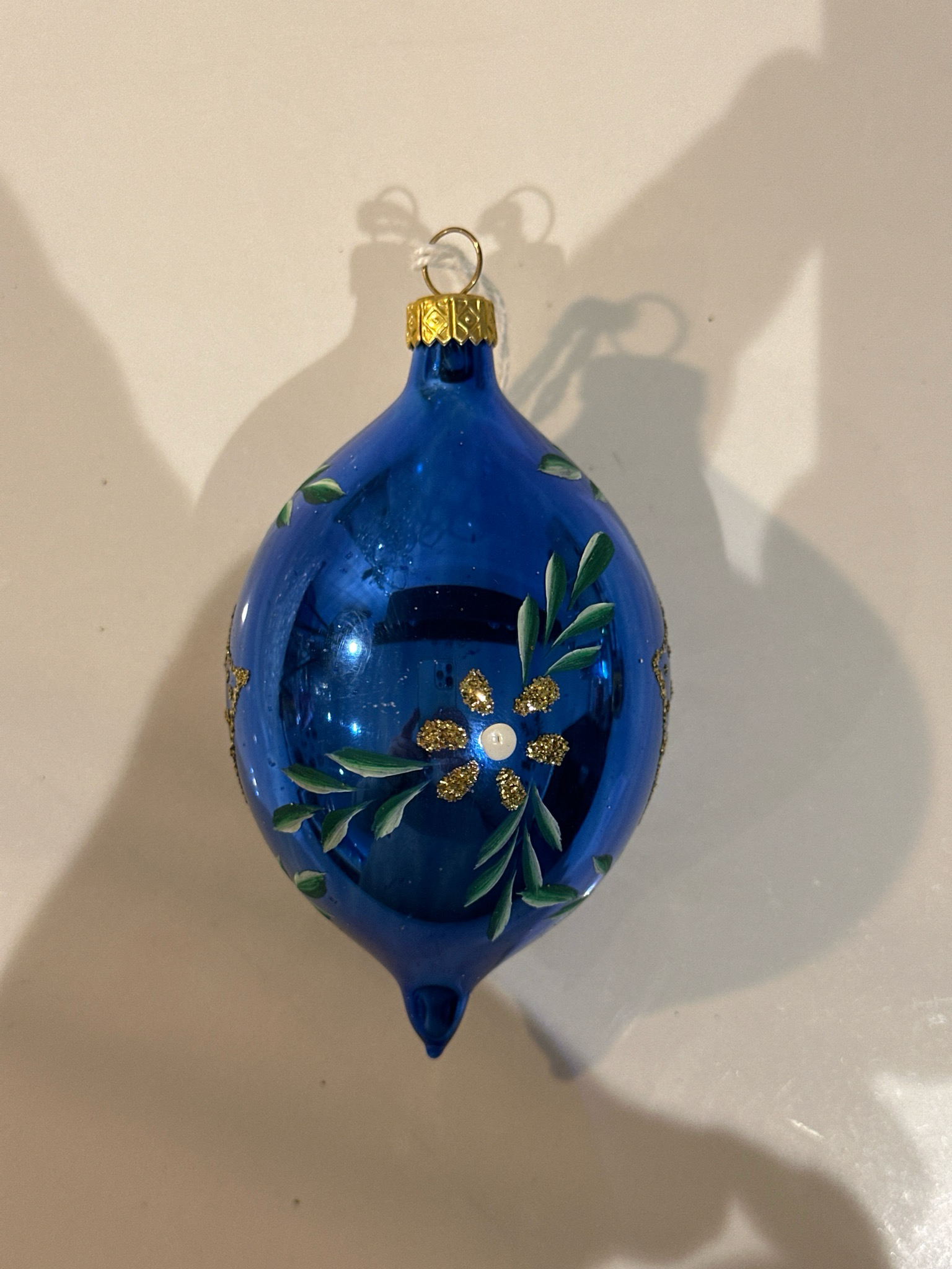 Handbeschilderde deuk pegel blauw / 10 cm