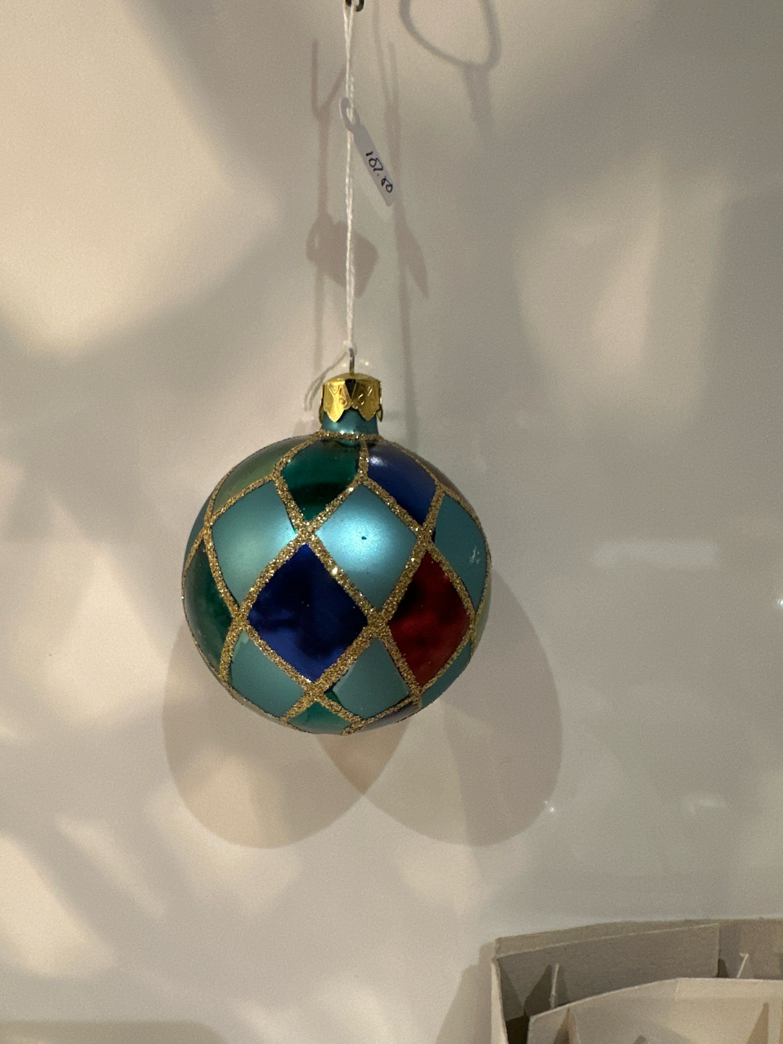 Ruitbal blauw, groen, rood / 7 cm