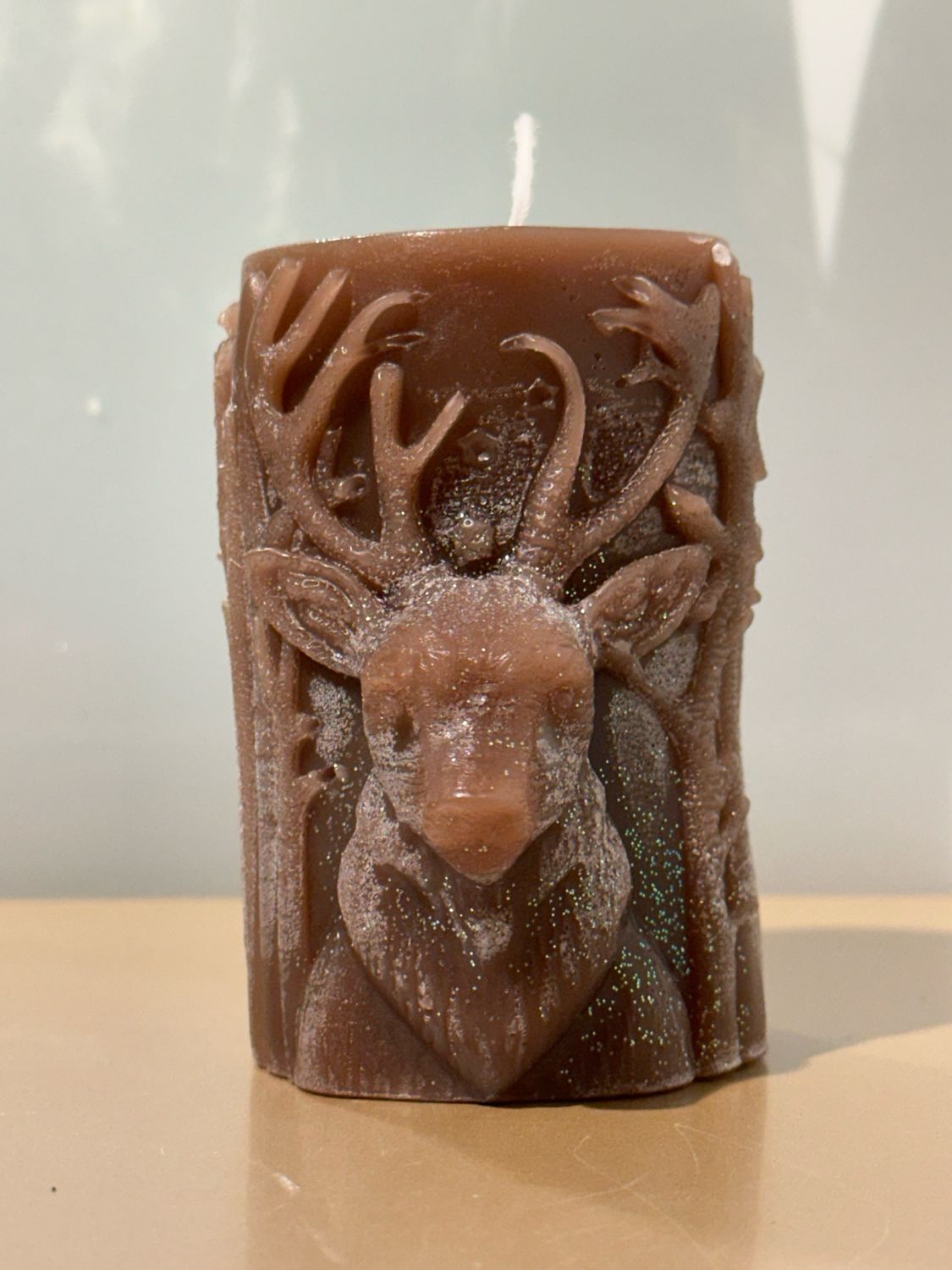 Hertenkop kaars bruin / 9 cm