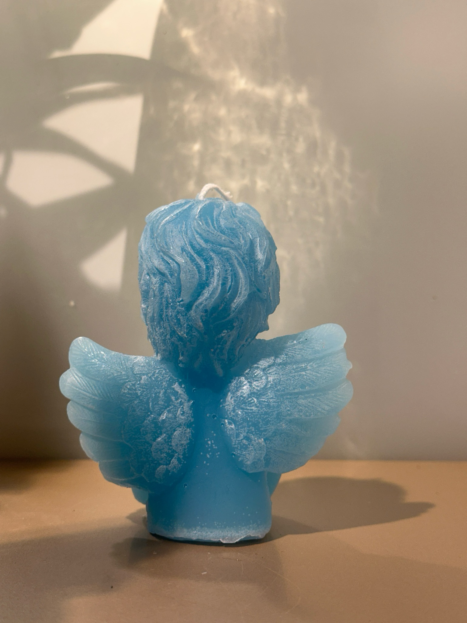 Engelen kaars aqua / 11 cm