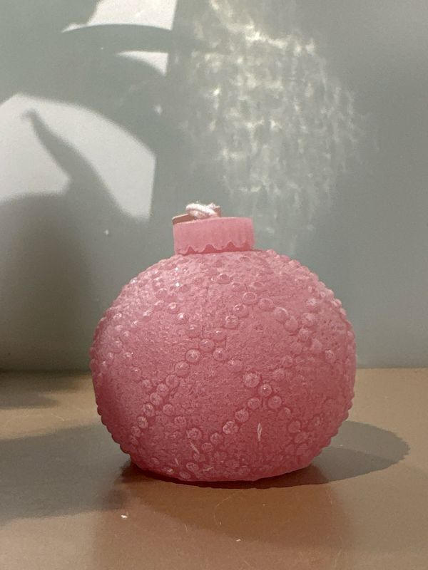 Bal ruitjes kaars roze