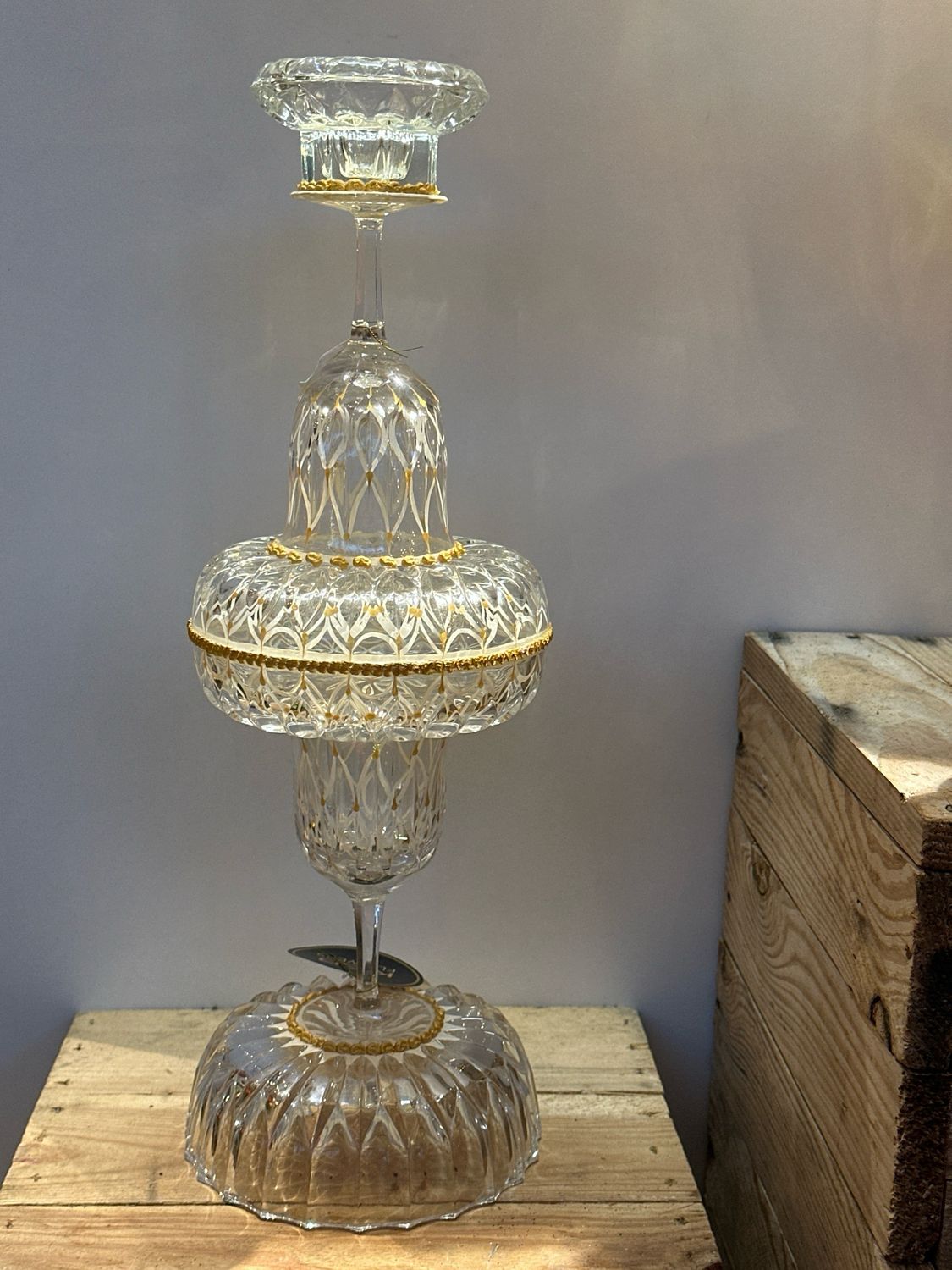 Kristallen kandelaar / 44 cm