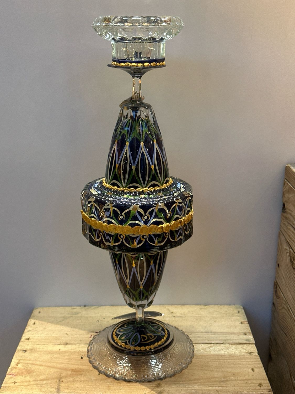 Kristallen kandelaar / 38 cm