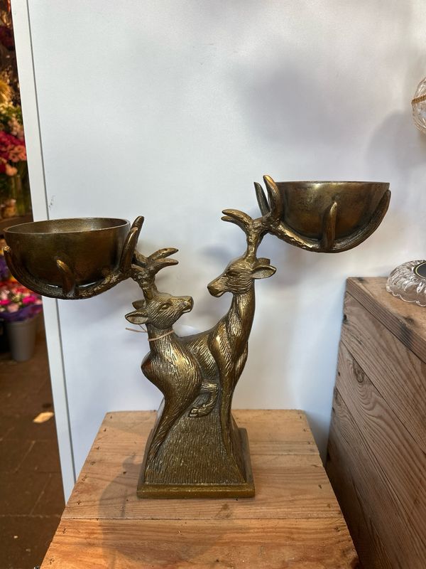 Herten kandelaar bronze / 33 cm hoog