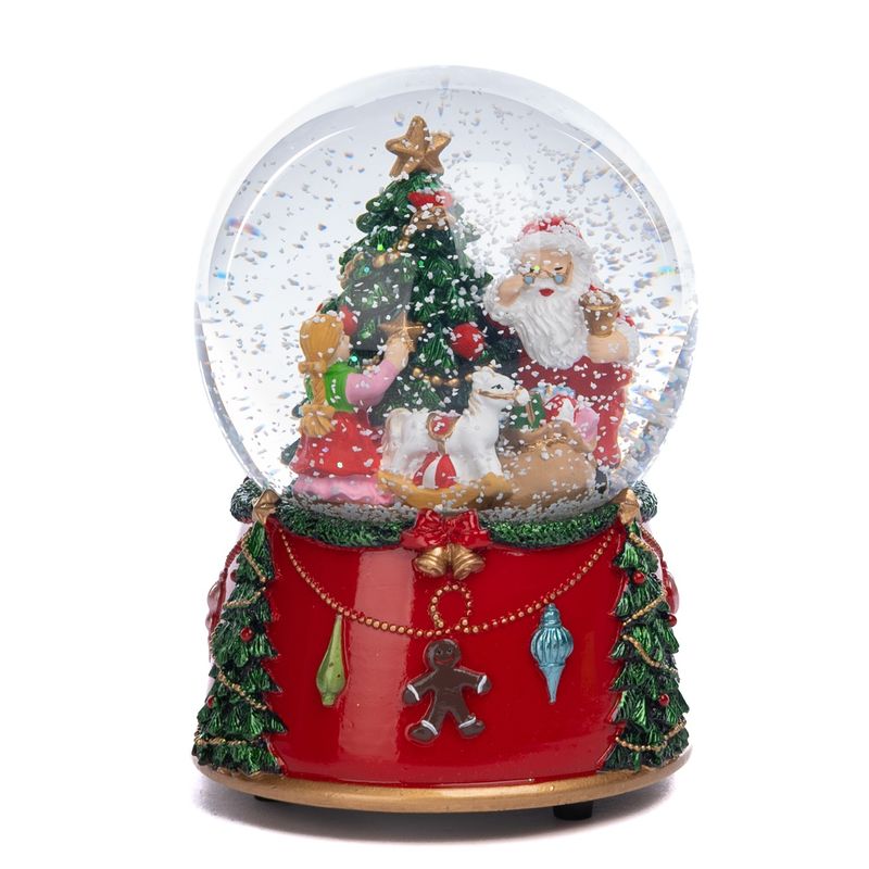 Muziek Kerstman/boom/kind sneeuwbol