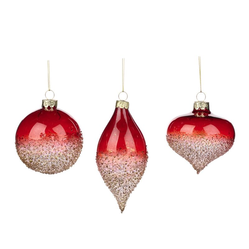 Glasbal rood, gouden spetters