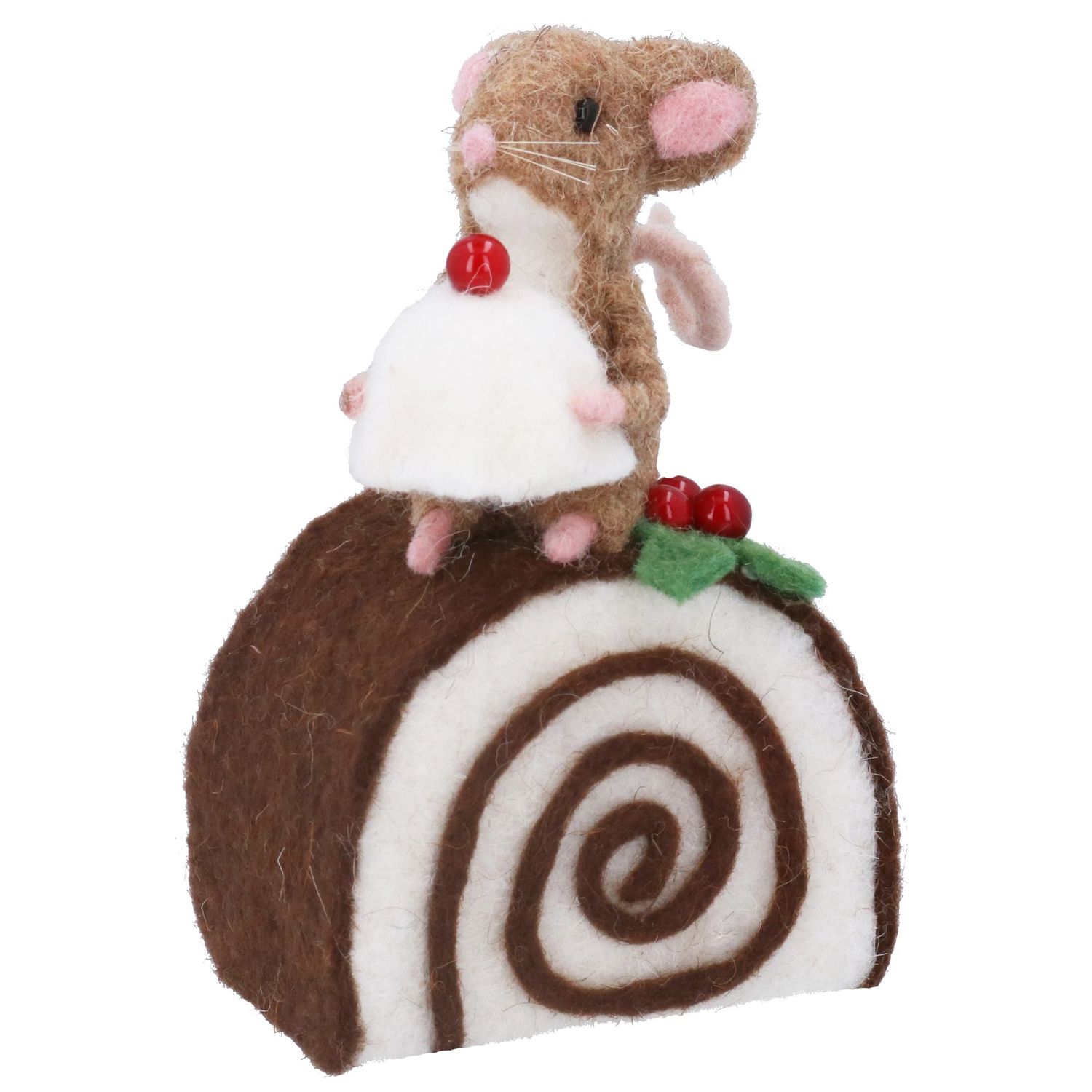 Mixed Wool Mouse on Chocolate Roll