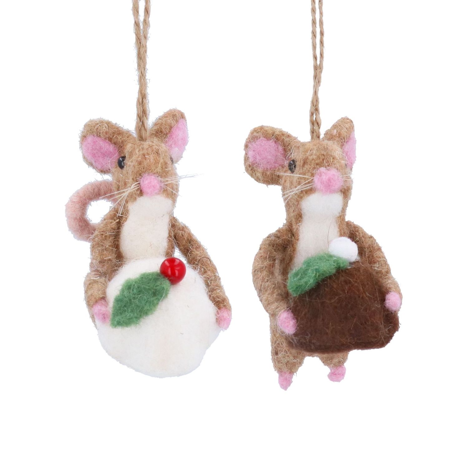 Mixed Wool Brown Mouse w Pudding/Snowball