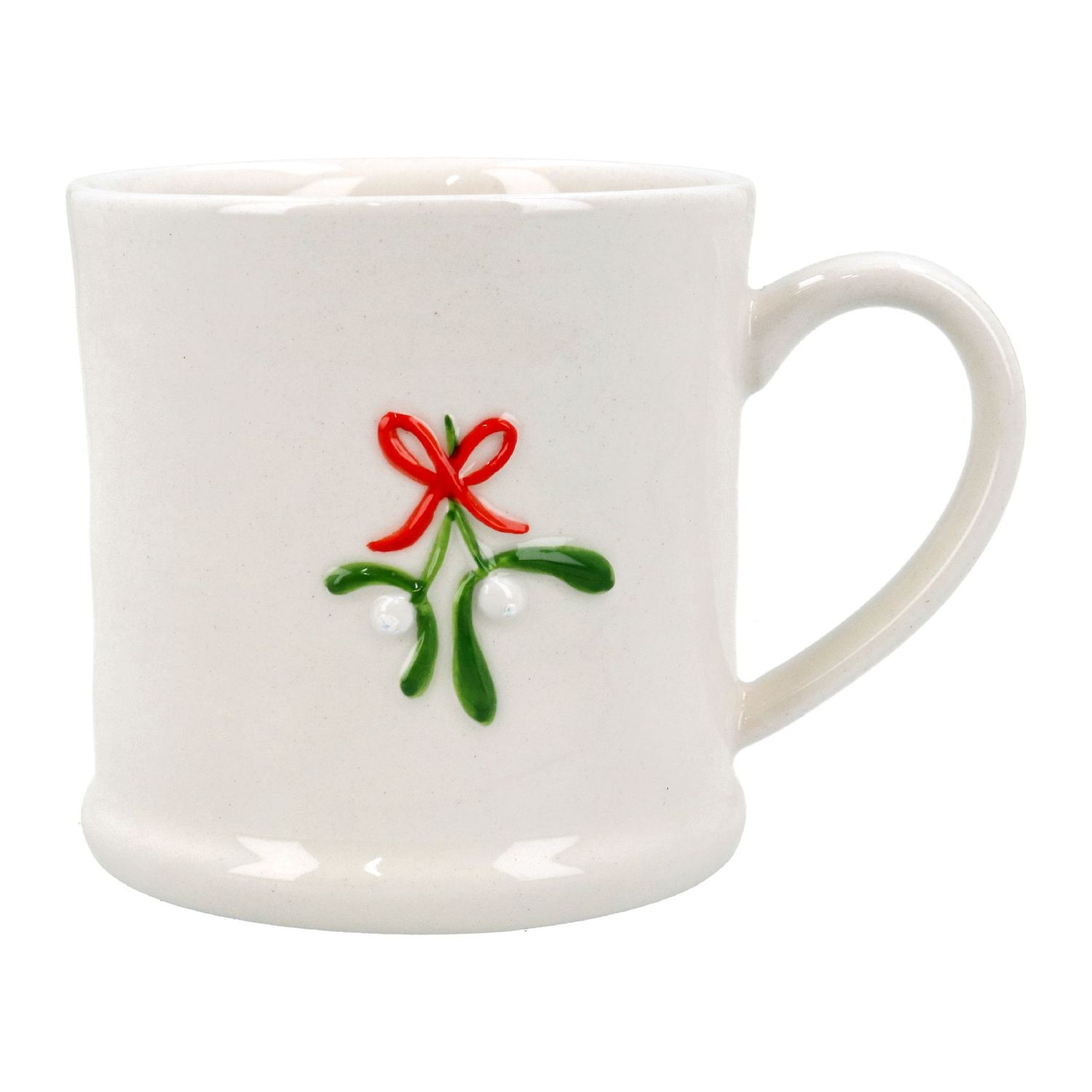 Stoneware Mug w Bow/Mistletoe