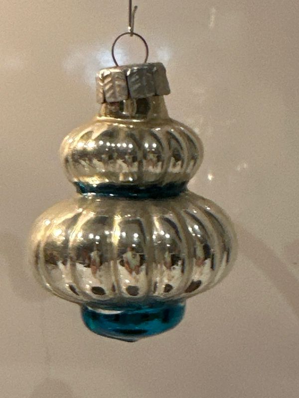 Orament zilver met blauw / jr 50 / 7 cm