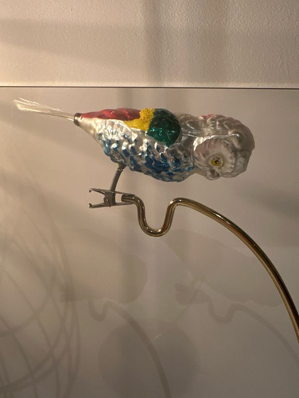 Uil groen, geel, rode streep / jr 40 / 15cm lang