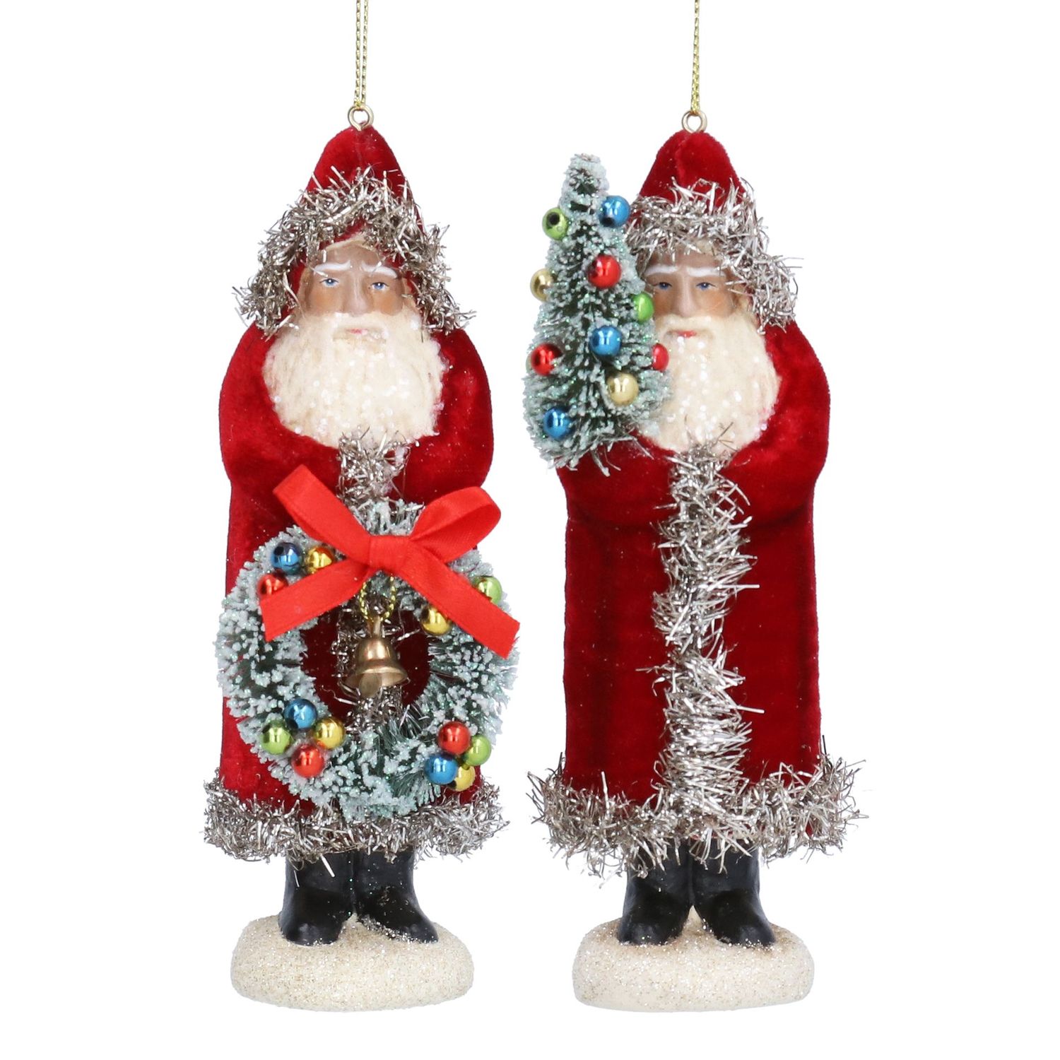 Vintage kerstman met boom/krans.
