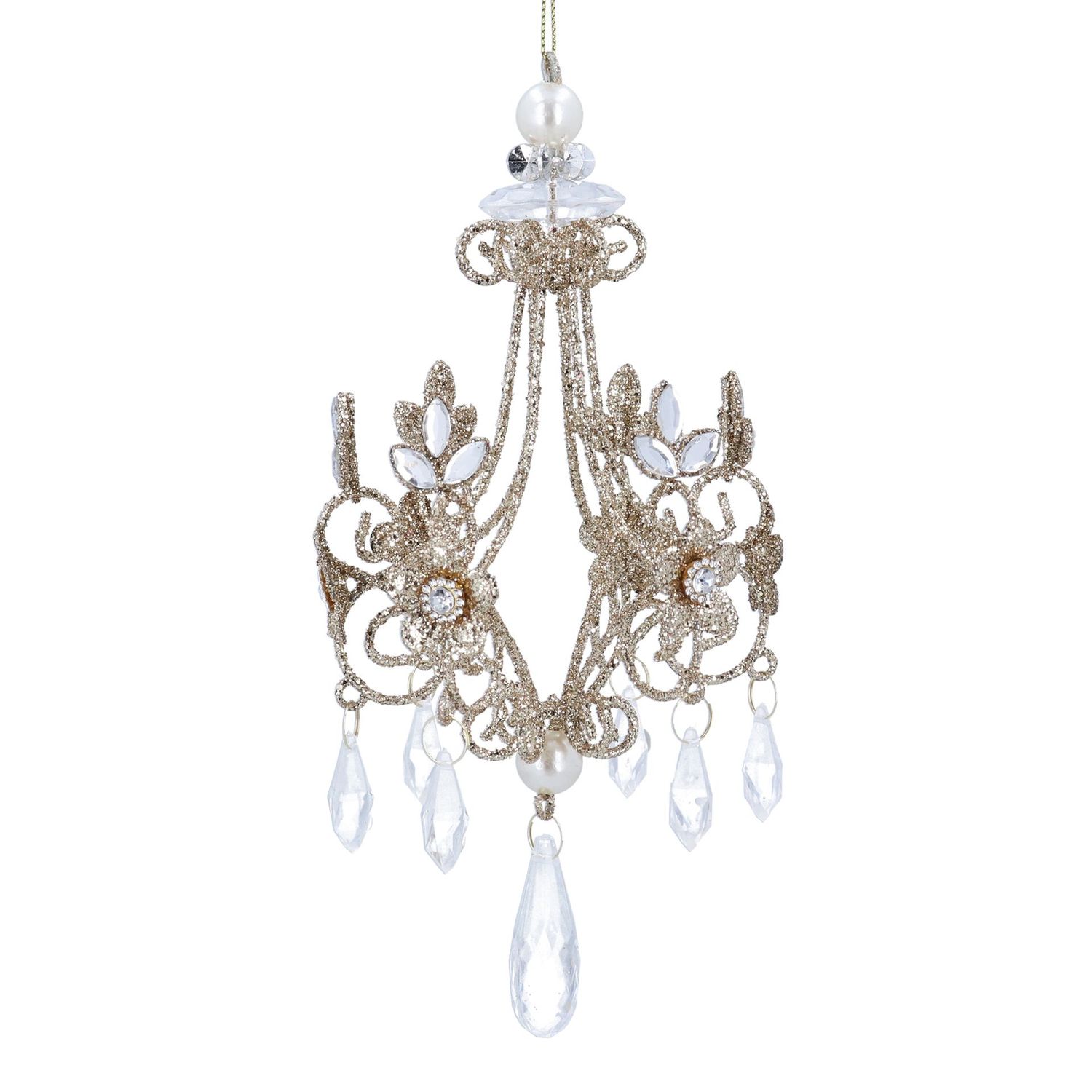 Goudkleurige glitter met juwelen