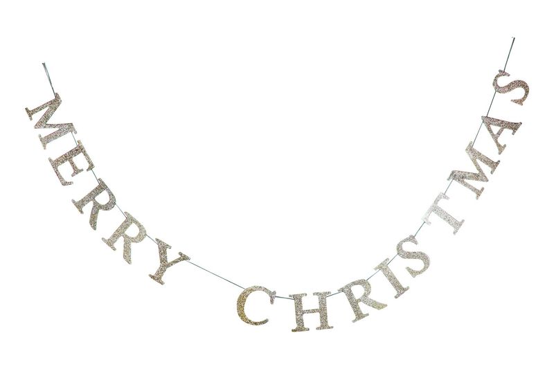 Gouden glitter Merry Christmas' slinger