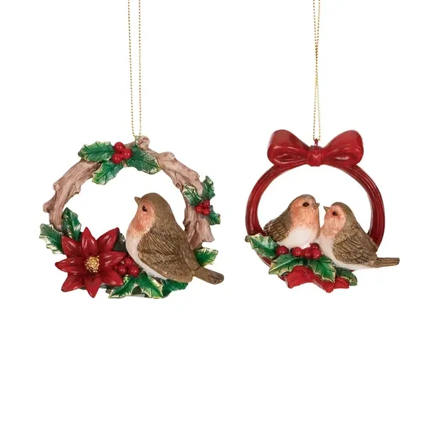 Kerstroodborstje in krans