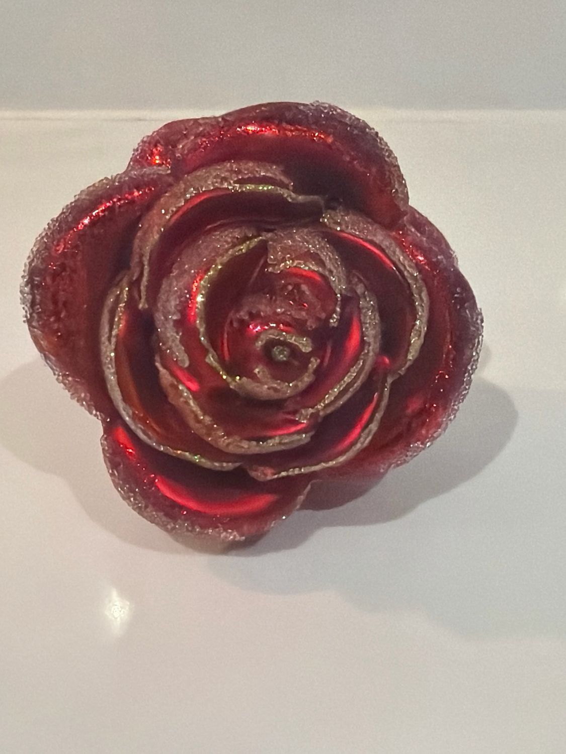 Grote gesuikerde roos rood / Jr 50,60 / 11cm