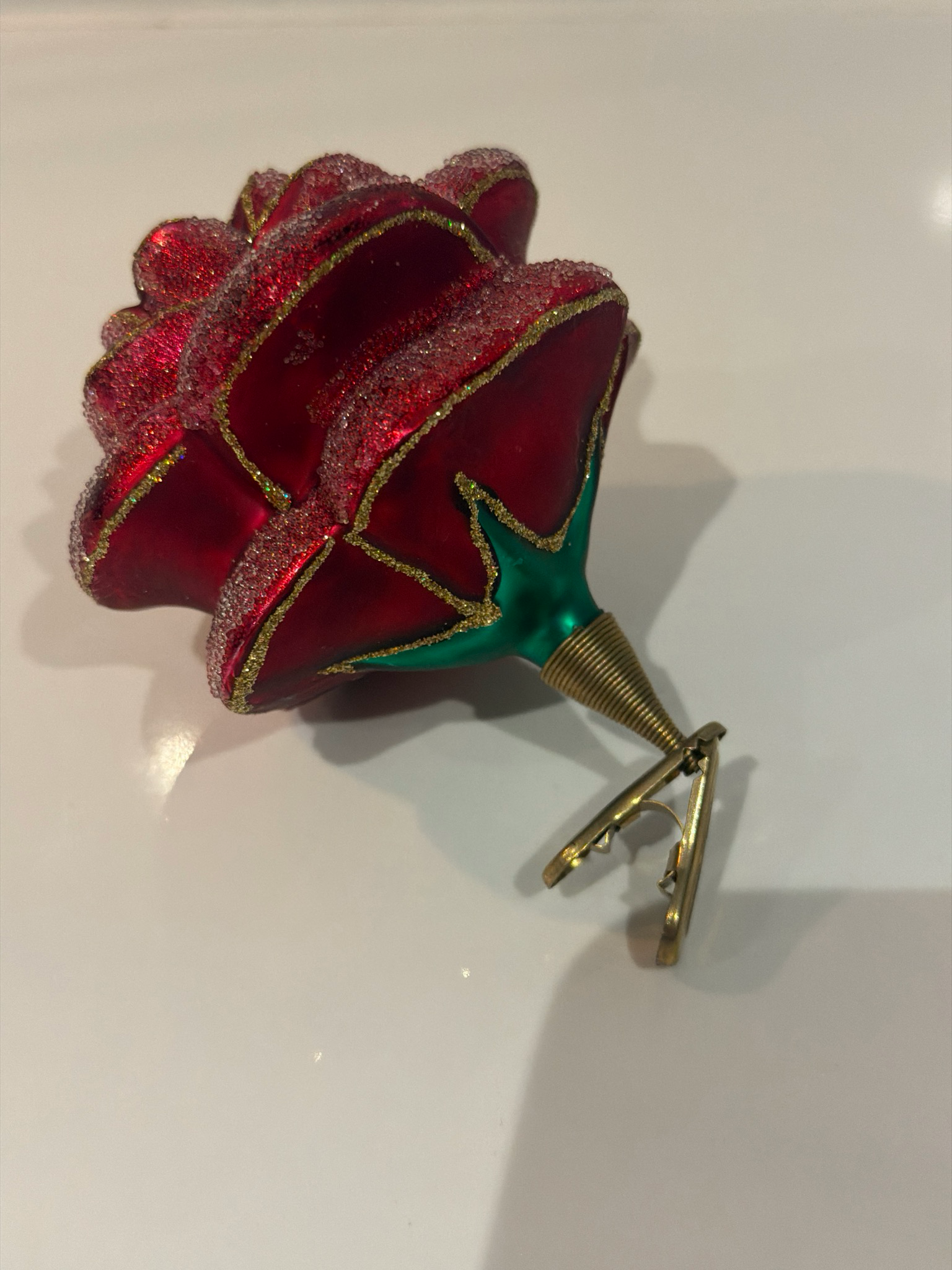 Grote gesuikerde roos rood / Jr 50,60 / 11cm