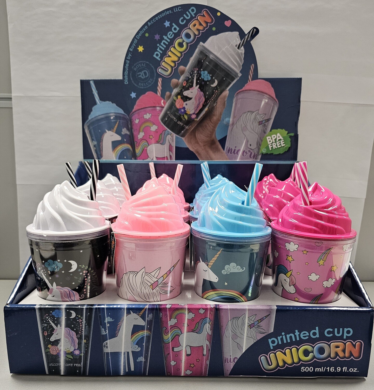 Plastic Cup Unicorn Design 12pc