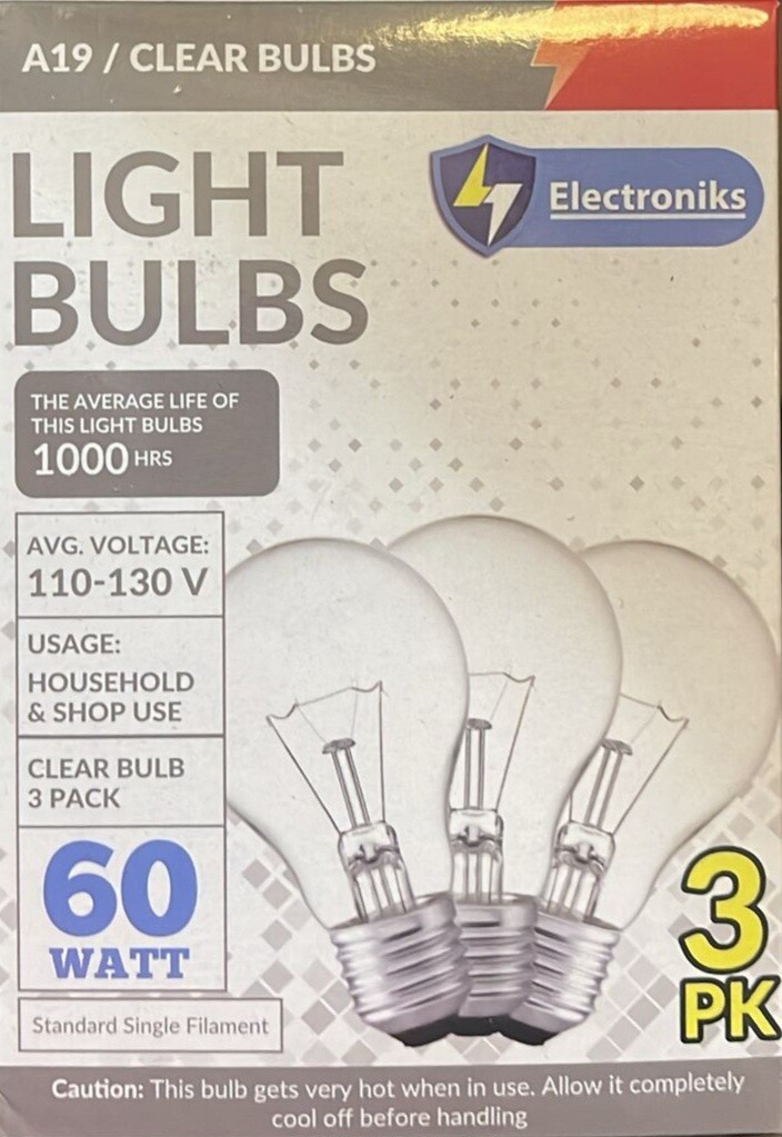 Electr Bombilla 3pk 60w Clear