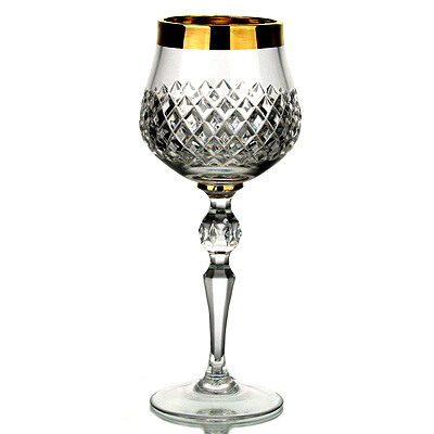 Taurių rinkinys &quot;Diamond&quot;, dekoruotos auksu, 250 ml, 6 vnt.