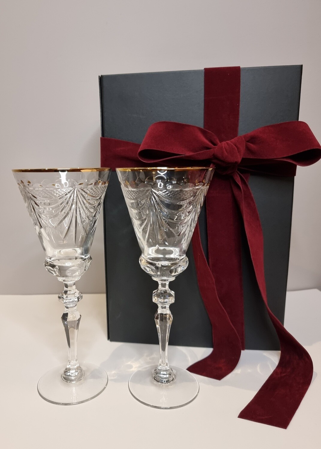 Gift set: crystal glasses  &quot;Gerard&quot; decorated with gold, 250 ml, 2 pcs.