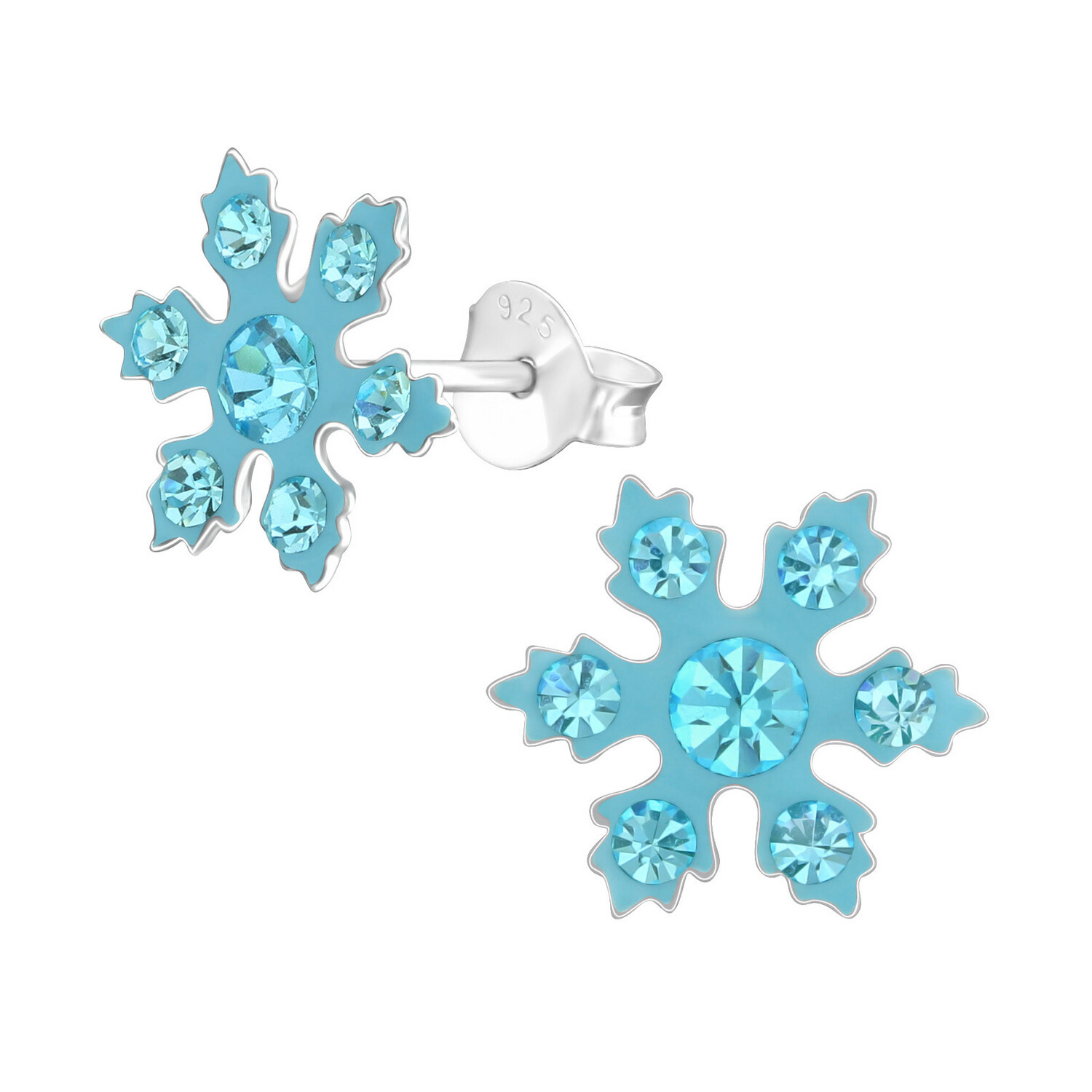 Snowflake Crystal Ear Studs - Turquoise