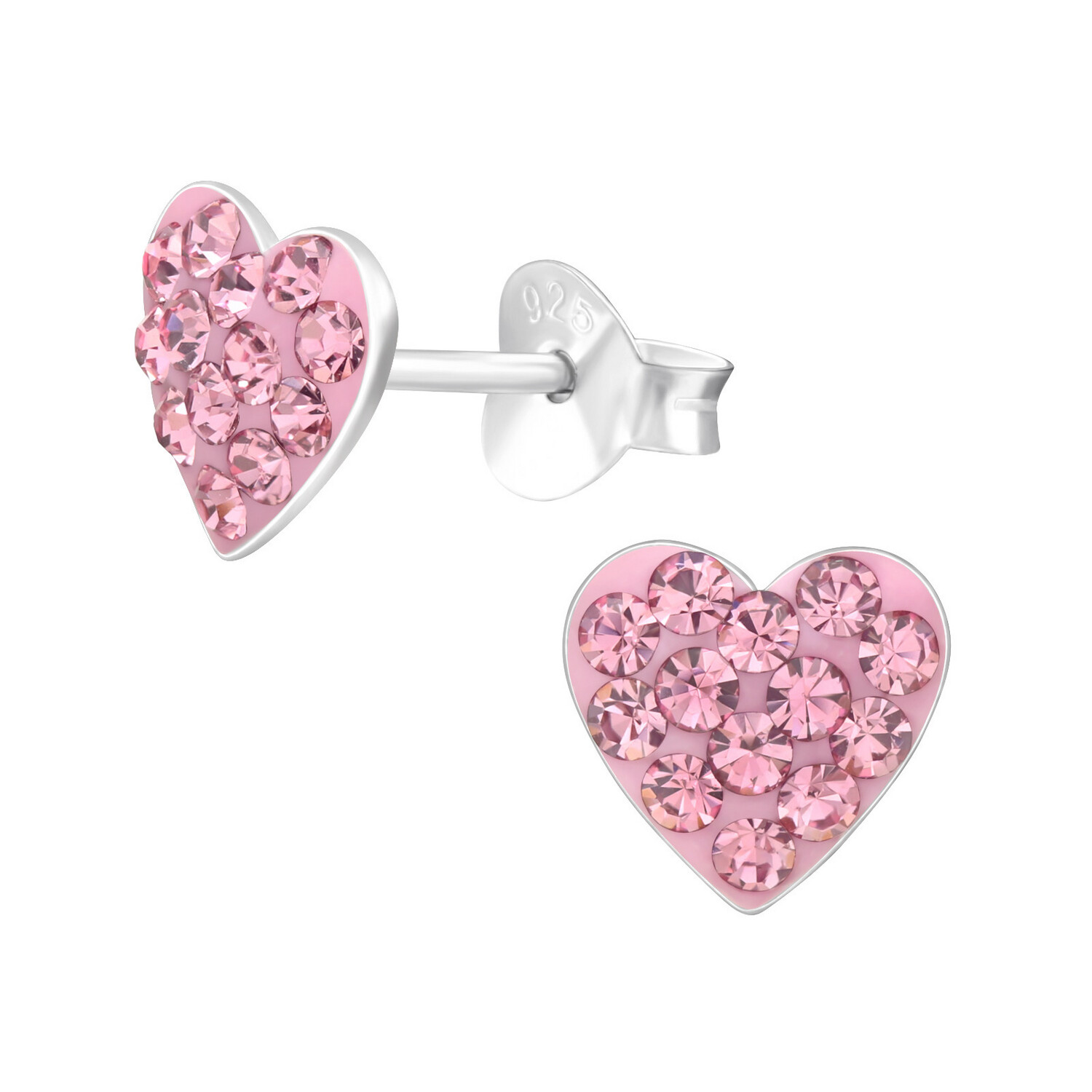 Heart Crystal Ear Studs - Rose