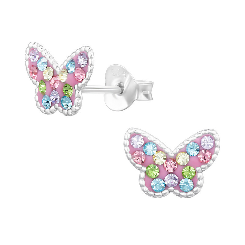 Colourful Butterfly Crystal Ear Studs